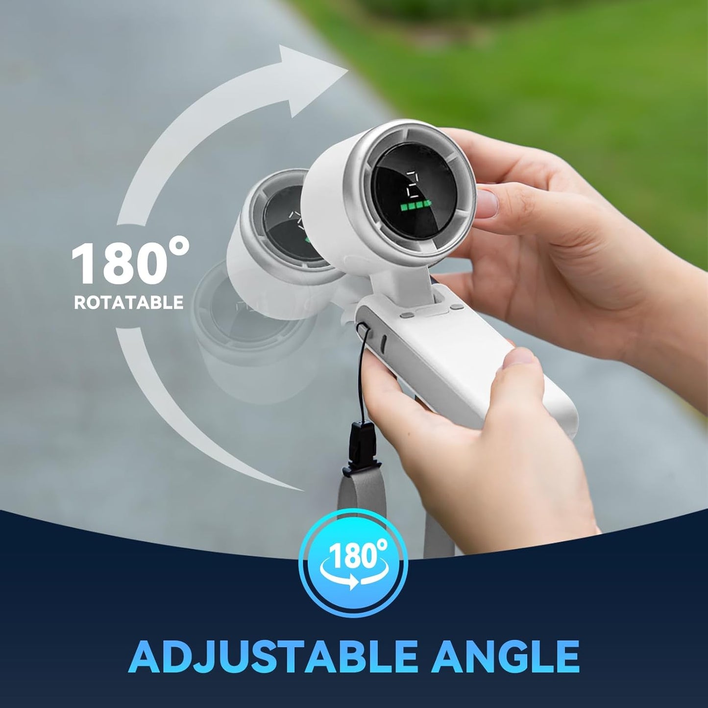 Portable Handheld Turbo Fan, 5 Gear Wind, Battery Operated, up to 12 Working Hours, 3 in 1 Hand Fans with Air Turbo Tech Cooling Fan for Outdoor Activities, Travel, Beach (White)